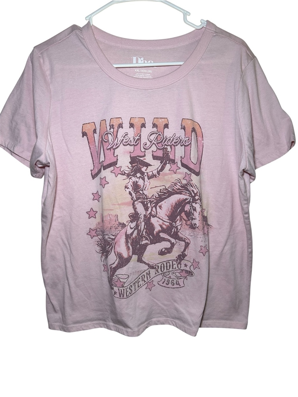 Doe Pink Short Sleeve Plus Size XXL Wild West Riders Tee Rodeo Western Country